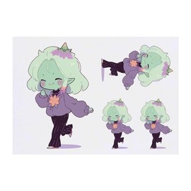 4 x 'Happy Goblin Girl' Temporary Tattoos - Water Resistant, Skin-Safe, Non-Toxic Transfers, Mixed Sizes (TO00069742)