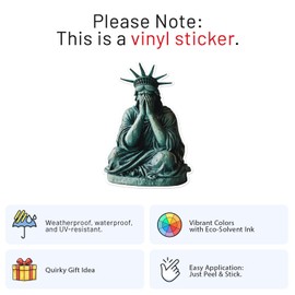 Weeping Statue of Liberty Sticker, Waterproof Vinyl Car Bumper Sticker, Laptop, Water Bottle, Bookcase, Phone Cases, Wall and Window, Size, 6'' Longer Side