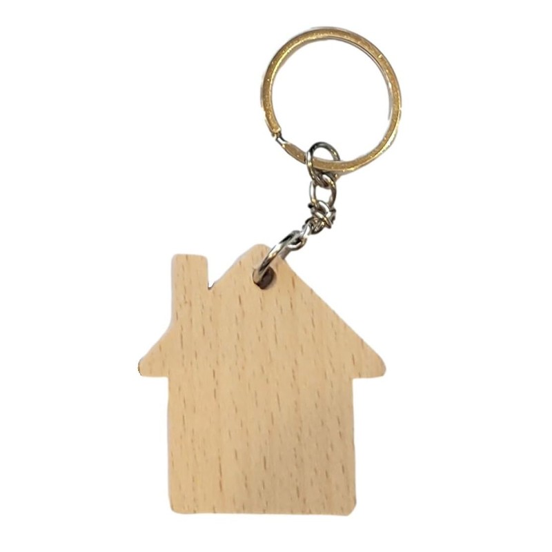 Wooden Key Ring - Little Home Shape Wood Keyring Keychain