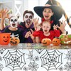 Halloween Horror Thriller Theme Black and White Spiderweb Tablecloth for Festival Party Decoration White + 137*274cm 10ea