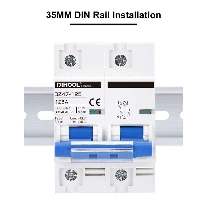 DIHOOL AC Miniature Circuit Breaker,2 Pole 120 Amp 110V Low