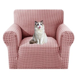 MAXIJIN Stretch Sofa Chair Slipcovers with Arms (31"-46 Washable Chair Cover Armchair with Non-Slip Foam & Elastic Bottom, Dog Cat Pet Friendly Furniture Protector (Small, Pink)