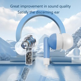 TLLCHYL Blue Wired Headphones, Soft Silicone in-Ear Headphones