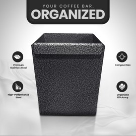 Rattleware Modular Basic Holder For Home, Cafe, Restaurant, Hotel, Office, or Commercial Establishment - Made Of Stainless Steel - Coffee Bar Accessories Organizer Black (4 x 4 x 5 Inches)