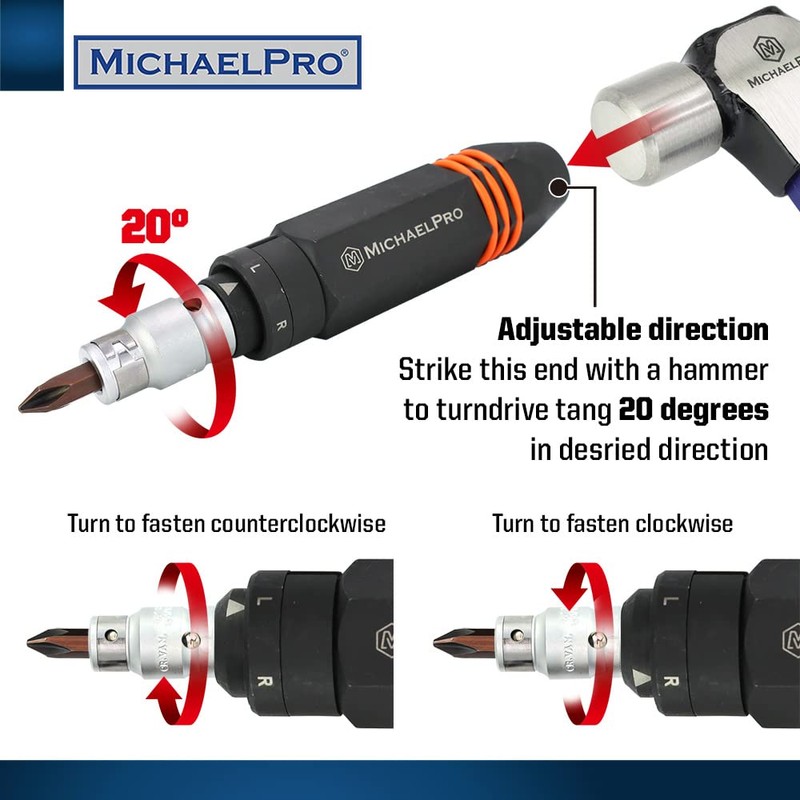 MichaelPro Manual Impact Driver, 6-sided Non-Slip Grip, Heavy Duty (1/2-Inch)
