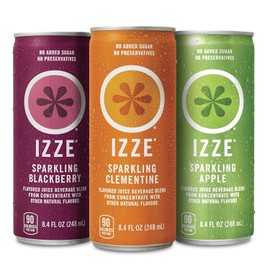 IZZE Sparkling Juice, 3 Flavor Variety Pack, Pack of 24, 8.4 oz Cans