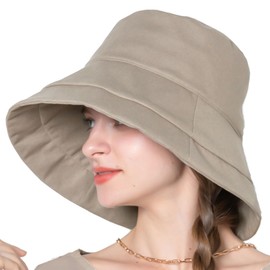QUEENHEAD Women's Hat, UV Protection, 100% Light Blocking, Large Size, Cool UV Shade Hat, Small Face Effect, UV Protection, Wide Brim Hat, oyster