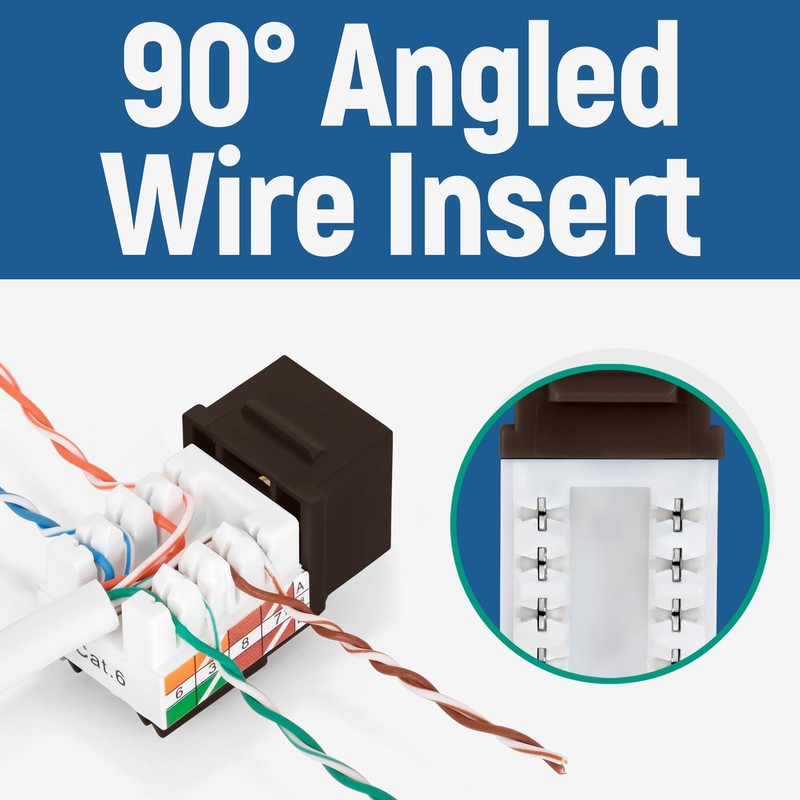 Everest Media Solutions 90° Angled CAT6 Keystone Jack in Brown