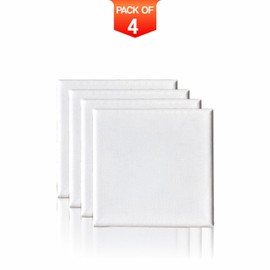 Small Canvas Wooden Artist Mini Framed Canvas White Square Blank Plain Stretched Canvases Art Boards Perfect For Acrylic & Water Based Painting Pencil Chalks Craft Drawing Home Decoration 7 x 7cm(4Pc)