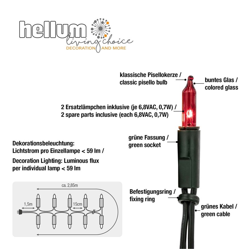hellum 832075 20-Bulb Mini Fairy Lights, Indoor Power-Operated Multi-Coloured Lights