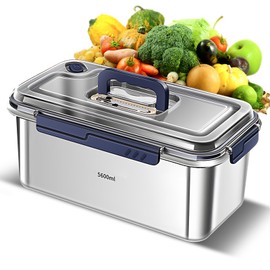 Karlak Food Storage Containers with Lids Aight Food Grade 316 Stainless Steel Large acity Leakproof Kitchen Storage Container with Date Indicator Sealing Ring den Handle Oven Micro