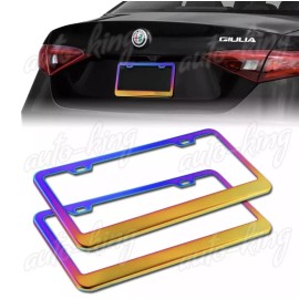 BLVD 2PCS NEO CHROME STAINLESS STEEL LICENSE PLATE FRAME HOLDER COVER FRONT+REAR