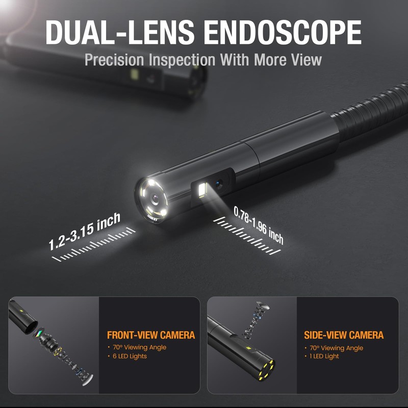 Teslong Inspection Camera, Dual Lens Borescope Camera with Light, NTS300