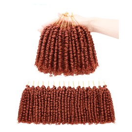Short Passion Twist Crochet Hair for Black Women and Kids,Pre-Twisted Pre Looped Passion Twist Hair,4 Inch 8 Packs Ginger Short Bob Spring Twist Bohemian Braids,Curly Hair Extensions(4"-8P,350#)