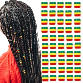 VENOFEN 50PCS Hair Beads for Braids Mix Color Pinstripe Loc Dreadlock Beads Acrylic Beads for Kids Hair Decoration Hair Beads Accessories for Girls