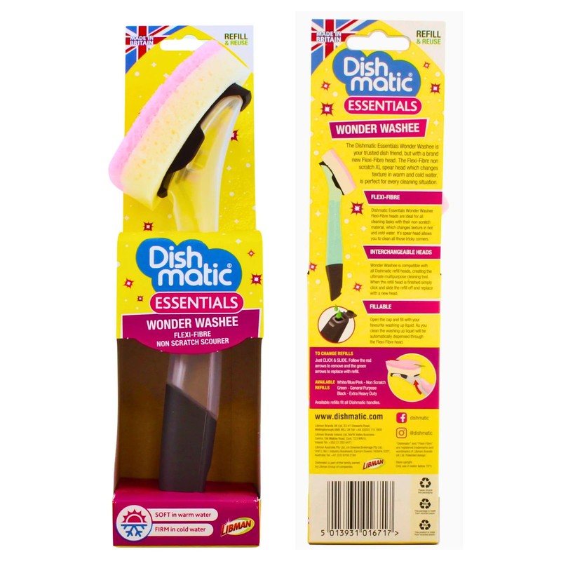 Non Scratch Sponge Scourers Bundle With Dishmatic Fillable Washing Up