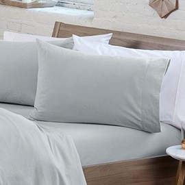 4 Piece Extra Soft 100% Turkish Cotton Heavyweight Flannel Sheet Set. Warm, Cozy, Luxury Winter Deep Pocket Bed Sheets. Raye Collection (Queen, Soft Grey)