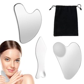 BOOSEN 3 Piezas Gua Sha de Acero Inoxidable, Herramienta Gua Sha Facial