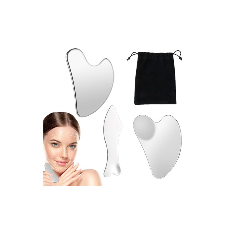 BOOSEN 3 Piezas Gua Sha de Acero Inoxidable, Herramienta Gua