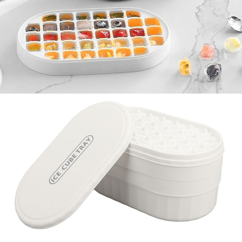 Ice Cube Tray 72 Cubes Storage Box Easy Press Large