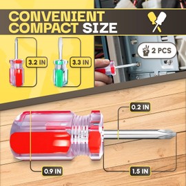 2Pcs Flat & Cross Head Screwdrivers – Mini Screwdriver Set – Pocket Slotted & Cross Repair Tool – Compact Magnetic Tip Hand Tools for Tight Spaces, DIY, Home, Car, Electronics, Great as Valentine Gift