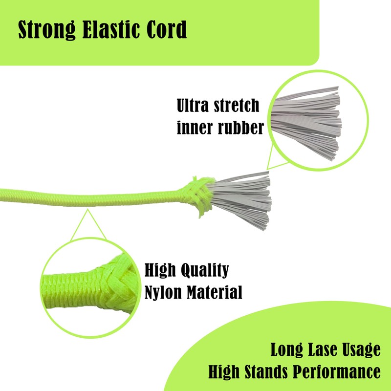 Megaraise Bungee Cord - 100% Elastic Cord, Marine Grade Dacron