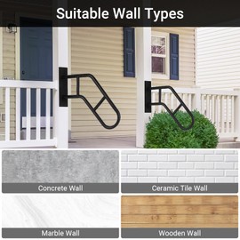 Aduanbang Hand Rails for Outdoor Steps & Elderly,U-Shape Wall Mount Stair Railing, Porch, Deck, Garage & Garden Grab Bar, 2 Pack Safety Handle