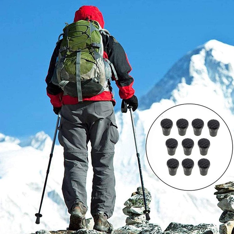 【10個セット】カラー：ブラックトレッキングポール 登山 軽量 登山ステッキ ステッキ 取り替え 交換用 ゴムカバー ストック