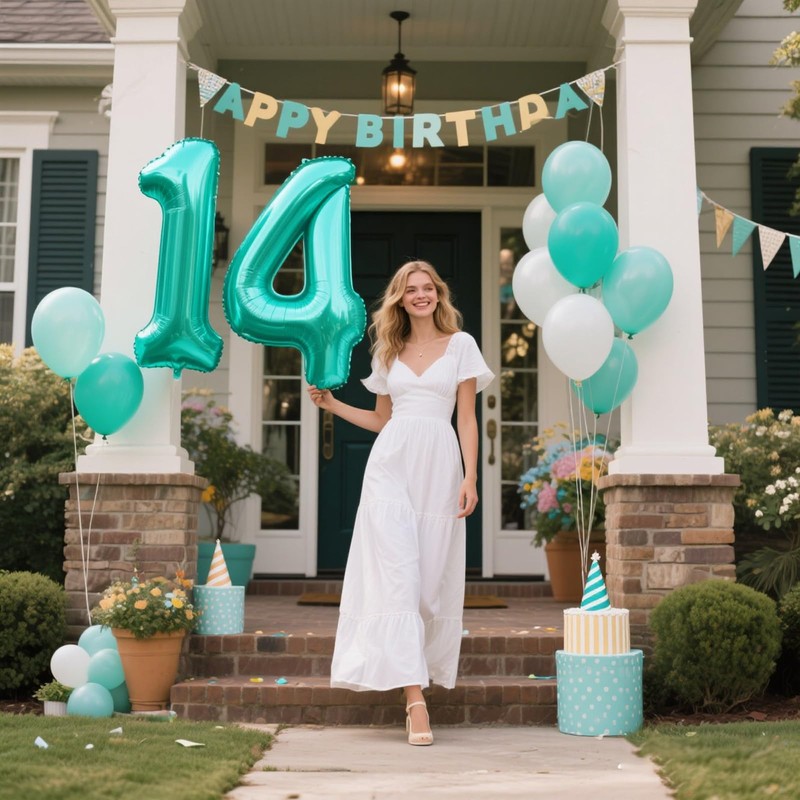 40 Inch Teal Blue Large 4 Balloon Numbers Teal Big