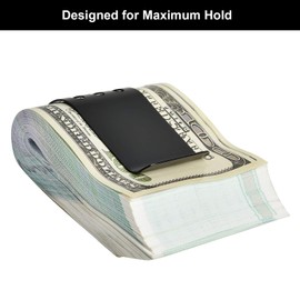Lindenle Money Clip Spring Steel Cash Clips Large Capacity Minimalist Front Pocket Wallet (Large Size Black)