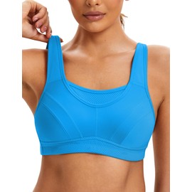 ZeroBound Women's Sports Bra High Impact Large Bust Full Coverage Workout Bras Adjustable Wirefree NO Padded Bra Blue