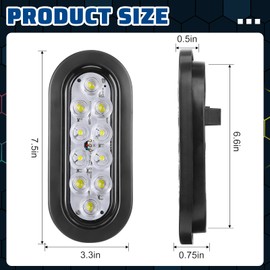 Yexiya 12 Pack Oval LED Trailer Light Kit - 10 LED Stop Reverse, Turn, Tail Lights with Wires and Grommet - IP67 Waterproof for Boat, RV, Trucks(White)
