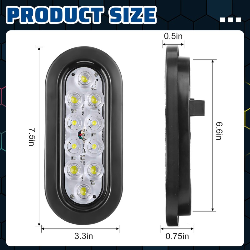 Yexiya 12 Pack Oval LED Trailer Light Kit - 10