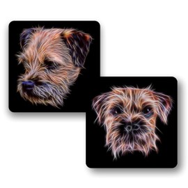 Fractal Artworks Border Terrier Coaster Set with Fractal Art Design