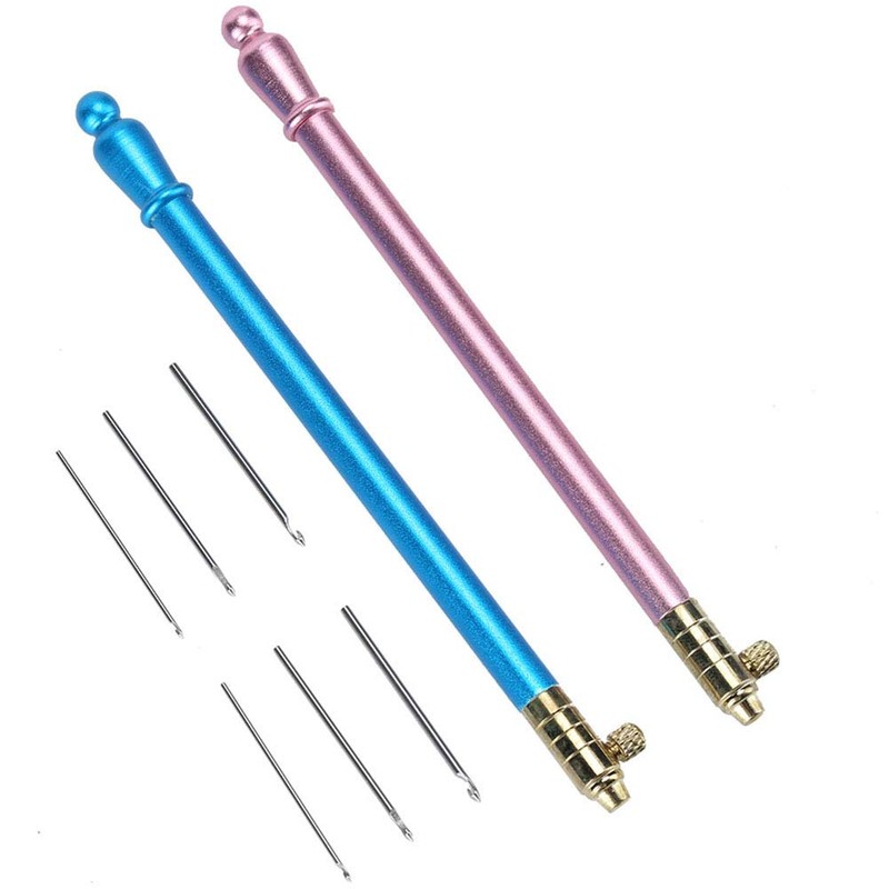 2Pcs Crochet Hooks with 6 Needles, Tambour Embroidery Beading Sequins