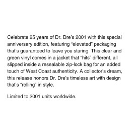 DR. DRE - 2001 25TH Anniversary Limited Edition 2LP ONLY 2001 MADE - NEW IN HAND