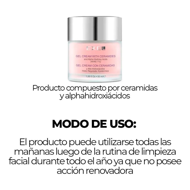Gel Crema Con Ceramidas Hidratante Restaurador Cutaneo Exel 50 mL