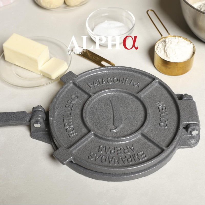 Alpha Living Tortilla Press – 8 Inch Cast Iron Quesadilla