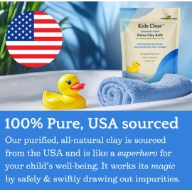 Kids Clear Detox Clay Bath, 100% Pure Sodium Bentonite - Cleansing and Purifying, by -Evenbetternow LLC – 2.5 lb (40 oz) Standard Size
