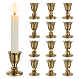 Sziqiqi Vintage Candle Holders Gold: Taper Candlestick Holder Decor for Dining Table Centerpiece Short Candle Sticks Holder for Wedding Christmas Party Event