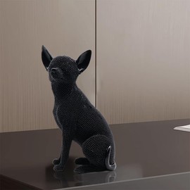 Shlinnuo Chihuahua Statue Home Decor - Elegant and Unique Decorative Handcrafted Sculpture-Intricate Beaded Design for Living Room, Office, or Gift