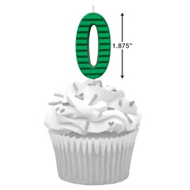 Papyrus Number 0 Birthday Candle, Green Stripes (1-Count)