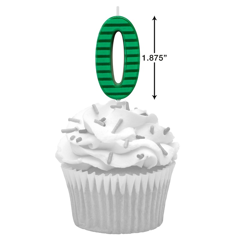Papyrus Number 0 Birthday Candle, Green Stripes (1-Count)
