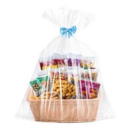 6PCS Large Cellophane Bags 30x40 Inch Clear Cellophane Gift Bags Cellophane Wrap For Gift Baskets 2.5 Mil Thick