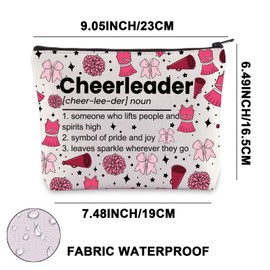 JNIAP Cheerleader Cosmetic Makeup Bag Cheerleader Gifts Cheerleading Toiletry Bag Cheerleading Zipper Pouch Cheer Team Gift, Cheerleader noun, Fit