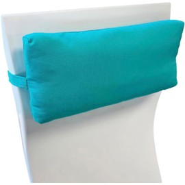 Jejavu Sunbrella Headrest/Lumbar Pillow for Ledge Chaises, Loungers, and Pool Chairs, Ideal for Outdoor and Patio Furniture, 18” x 8” x 3", Aruba/Turquoise