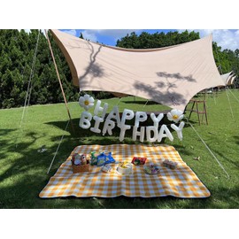 White Happy Birthday Balloons Banner, 3D Mylar Foil Letter Birthday Balloons with 2pcs Daisy Balloons, Birthday Party Decorations for Kids Girls Women Adults Baby Shower Birthday Party Supplies