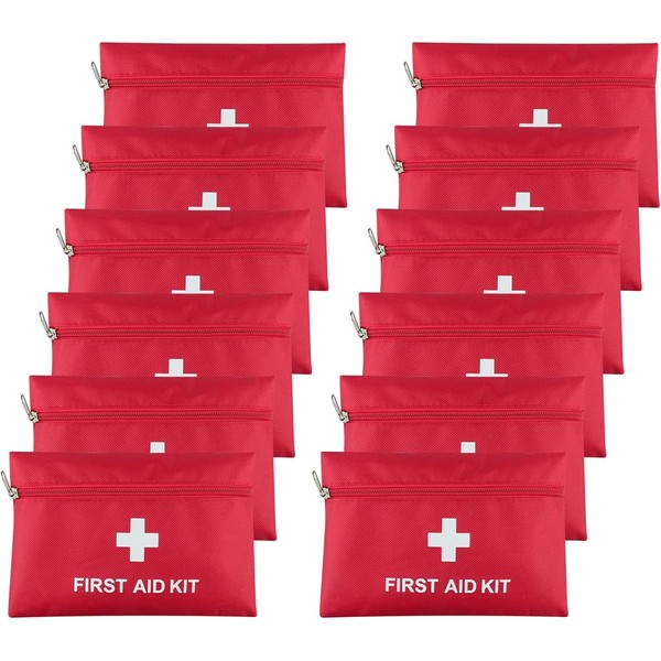 AOUTACC 12 Pack Mini First Aid Kit Empty Bag, Travel Empty First Aid Kit Pouch Bag for Emergency at Home, Office, Car, Outdoors, Boat, Camping, Hiking(Bag Only)
