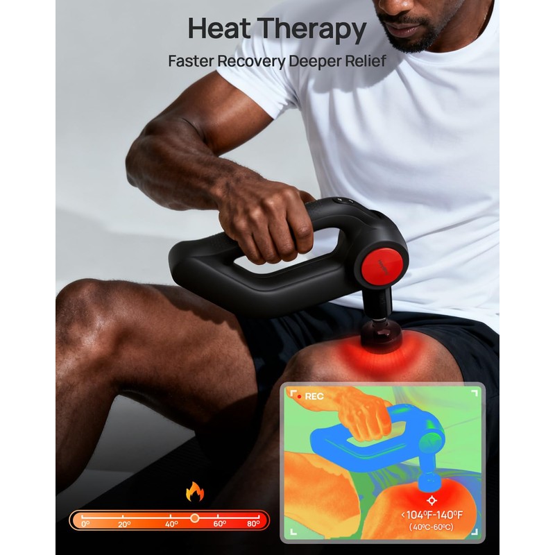 Massage Gun Deep Tissue with Heat Therapy, 12mm Amplitude Muscle