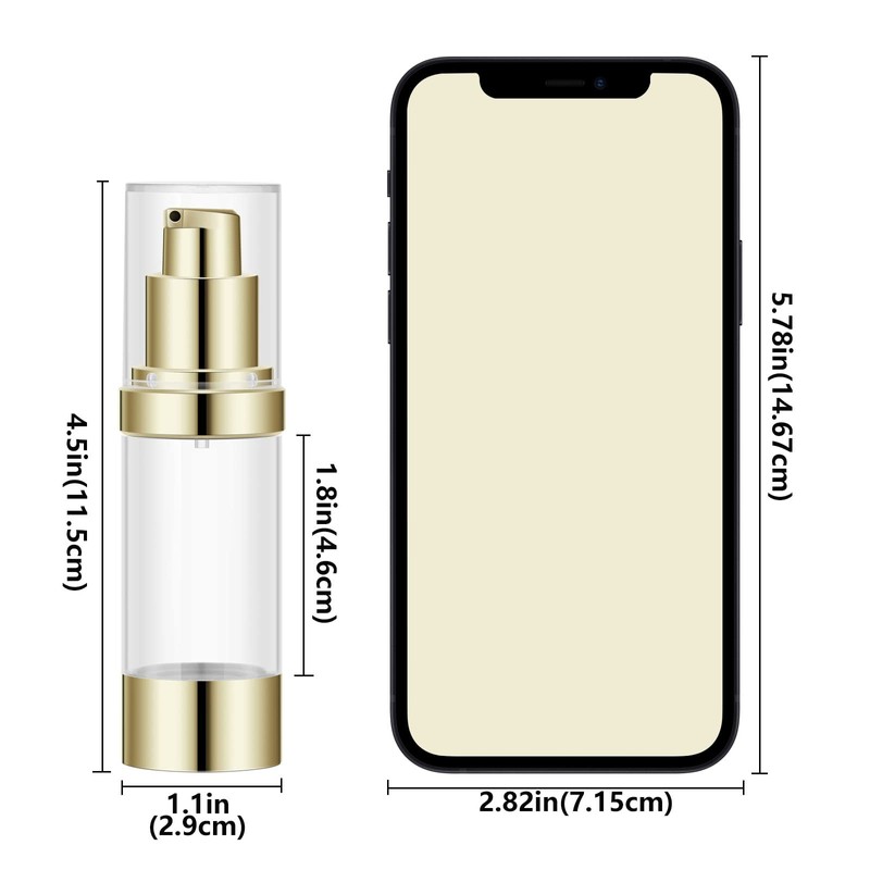 Botella de bomba recargable sin aire, Oro claro/1 oz